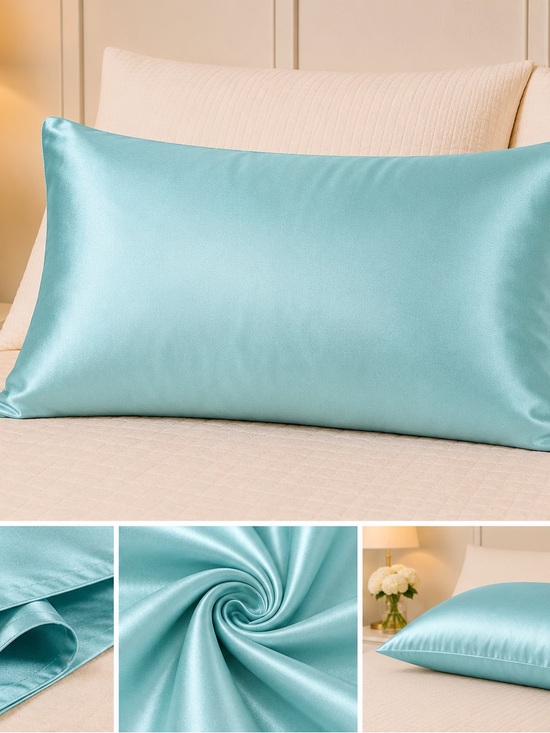Other - Satin Aqua Pillowcase – Smooth Satin Home Bedding